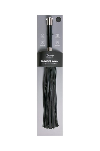 Fouet en cuir noir 48 cm