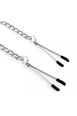 Pince-tétons avec chaîne Argenté et noir