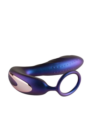 Vibromasseur anal avec anneau pénien waterproof Black Hole - Violet - 11 cm