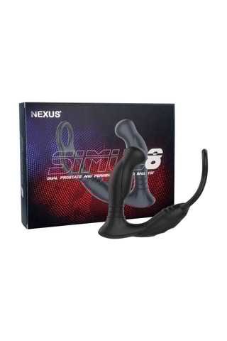 Vibromasseur anal avec anneau pénien waterproof Simul8 - Noir - 10 cm