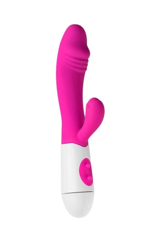 Vibromasseur rabbit Fuchsia et blanc - 18,5 cm