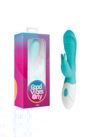 Vibromasseur waterproof Rabbit Good Vibes Only Leda - Turquoise 10 cm