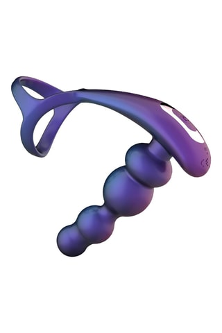 Plug anal vibrant avec anneau pénien télécommandé Stellar - Violet - 10 cm