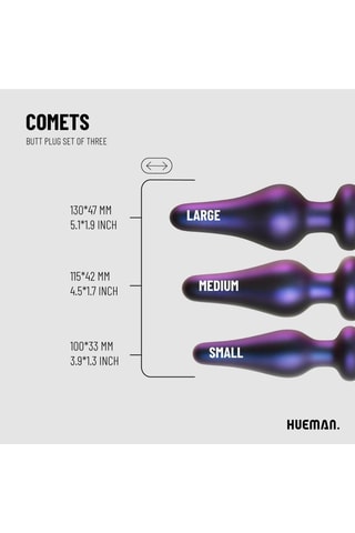 3 plugs anaux Comets - Violet - 8,5/10/11,3 cm