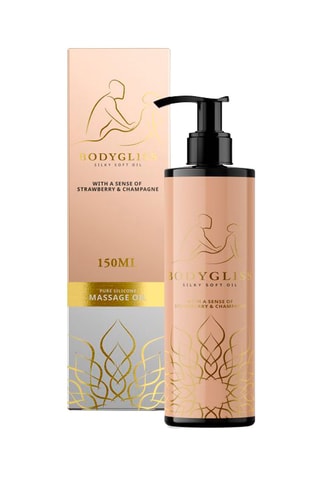 Huile de massage et lubrifiant 2-en-1 - Fraise et champagne - 150 ml