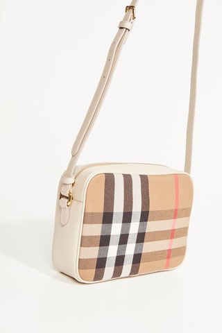 Sac bandoulière en cuir Camera - Beige et blanc