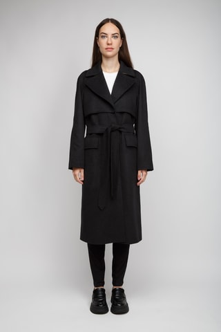 Trench en laine et cachemire Albury Dark - Noir
