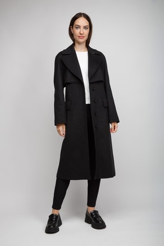 Trench en laine et cachemire Albury Dark - Noir
