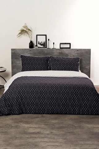 Parure de lit en coton 71 fils/cm² - Anthracite et blanc