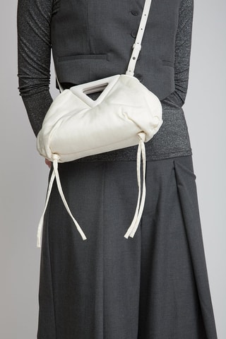 Lamsleren Handtas - Wit en Zilverkleurig