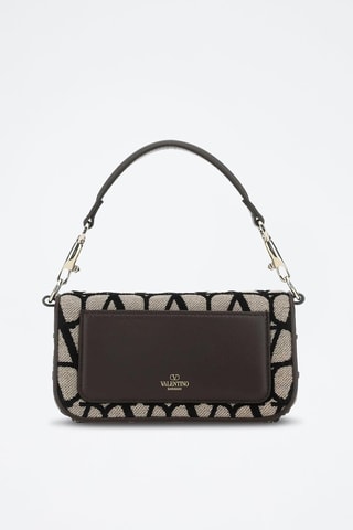 Mala de ombro em couro - Preto e bege - Valentino