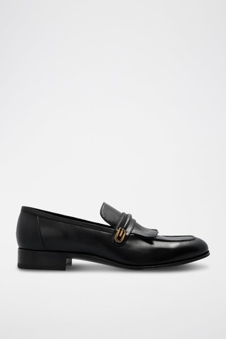 Mocassins de couro Mirrored G - Preto - Gucci