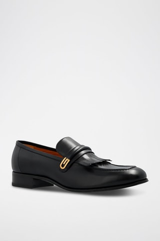 Mocassins de couro Mirrored G - Preto - Gucci