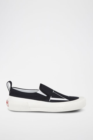 Slip-on com plataforma em couro - Preto