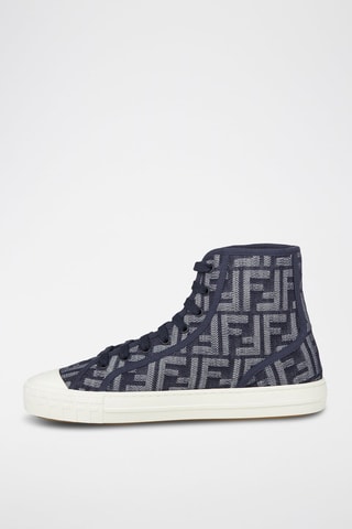 Leren Hoge Sneakers Domino - Marineblauw