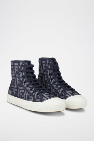 Leren Hoge Sneakers Domino - Marineblauw