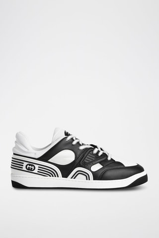 Sneakers em couro - Preto e branco - Gucci