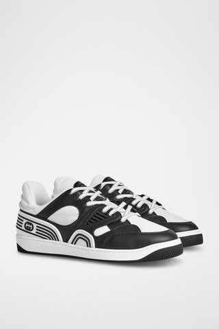 Sneakers em couro - Preto e branco - Gucci