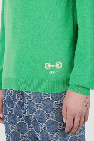 Camisola em caxemira Horsebit - Verde - Gucci