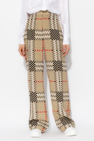 Calças em seda de cintura alta - Bege - Burberry