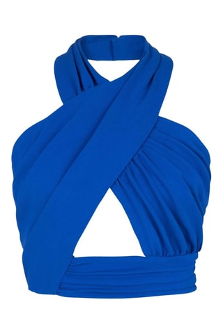 Zijden Crop Top - Koningsblauw - Balmain