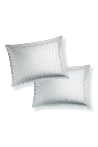 2 taies d'oreiller en satin de coton  Dobby - Blanc