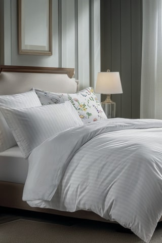 2 taies d'oreiller en satin de coton  Dobby - Blanc