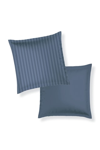 2 taies d'oreiller en satin de coton  Dobby - Bleu