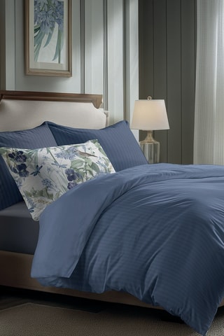 2 taies d'oreiller en satin de coton  Dobby - Bleu