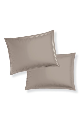 2 taies d'oreiller en satin de coton Cannes - Taupe