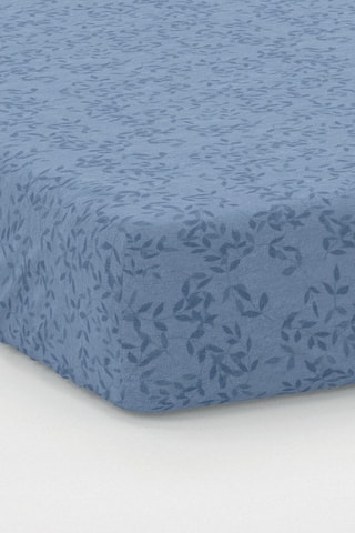 Katoensatijnen Hoeslaken Frêne à fleurs - Blauw