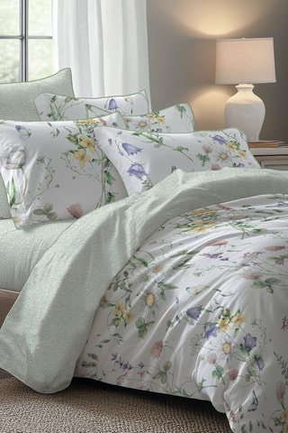 Katoensatijnen Hoeslaken Feuilles d’Amour - Groen