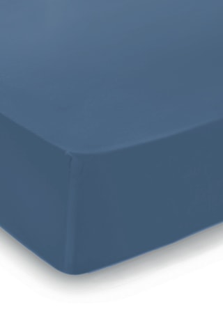Drap-housse en satin de coton - Bleu
