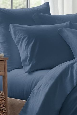 Drap-housse en satin de coton - Bleu