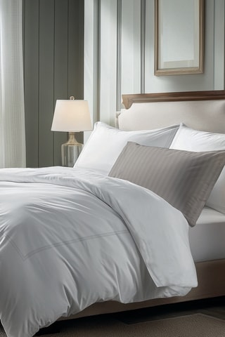 Parure de couette en satin de coton Cannes - Blanc