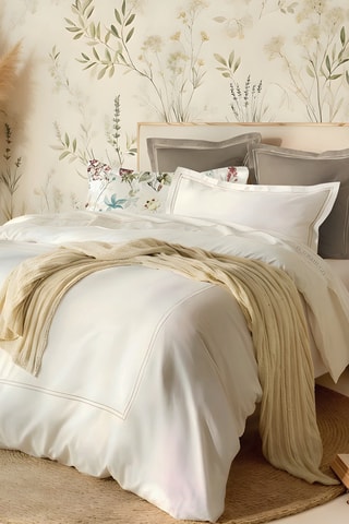 Parure de couette en satin de coton Cannes - Blanc