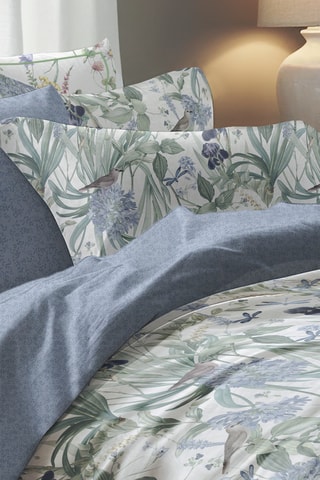 Dubbelzijdige Katoensatijnen Overtrekset Jardin du paradis - Wit