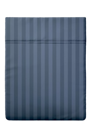 Drap plat en satin de coton  Dobby - Bleu