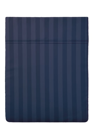Drap plat en satin de coton  Dobby - Bleu foncé