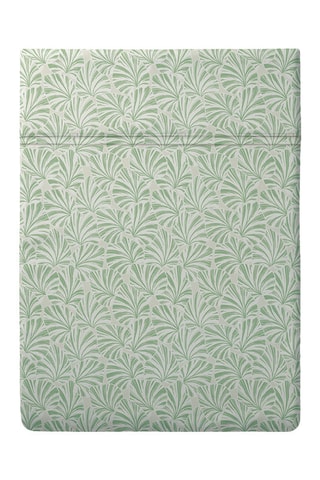 Katoensatijnen Hoeslaken Feuilles d’Amour - Groen