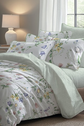 Katoensatijnen Hoeslaken Feuilles d’Amour - Groen