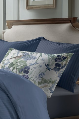 Parure de couette en satin de coton Dobby - Bleu