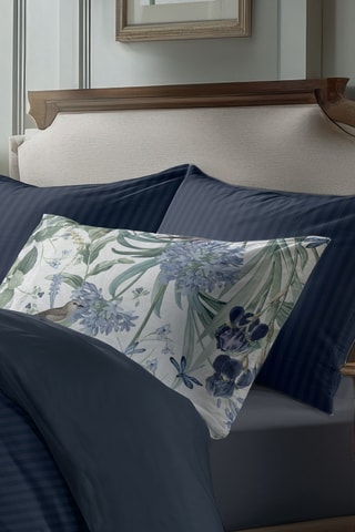 Parure de couette en satin de coton Dobby - Bleu foncé