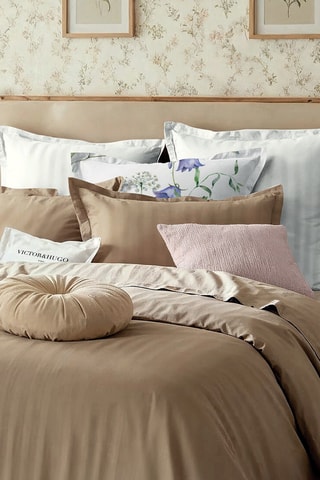 Katoensatijnen Overtrekset Dobby - Taupe