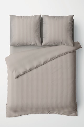 Katoensatijnen Overtrekset Dobby - Taupe