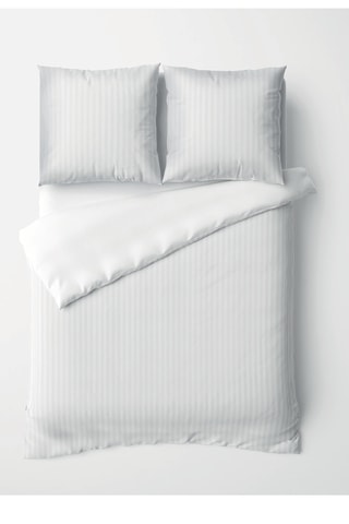 Katoensatijnen Overtrekset Dobby - Wit