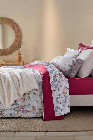 Dubbelzijdige Katoensatijnen Overtrekset Aile mélodique - Wit