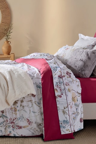 Dubbelzijdige Katoensatijnen Overtrekset Aile mélodique - Wit