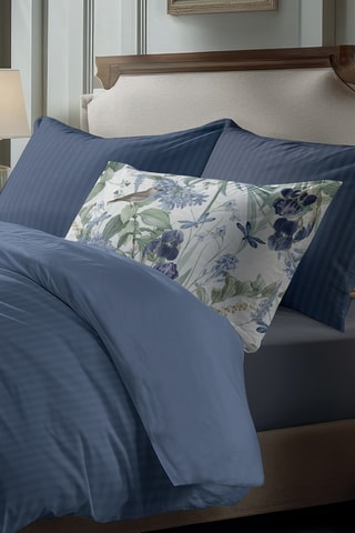 Parure de draps en satin de coton  Dobby - Bleu