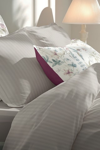 Katoensatijnen Overtrekset Dobby - Taupe